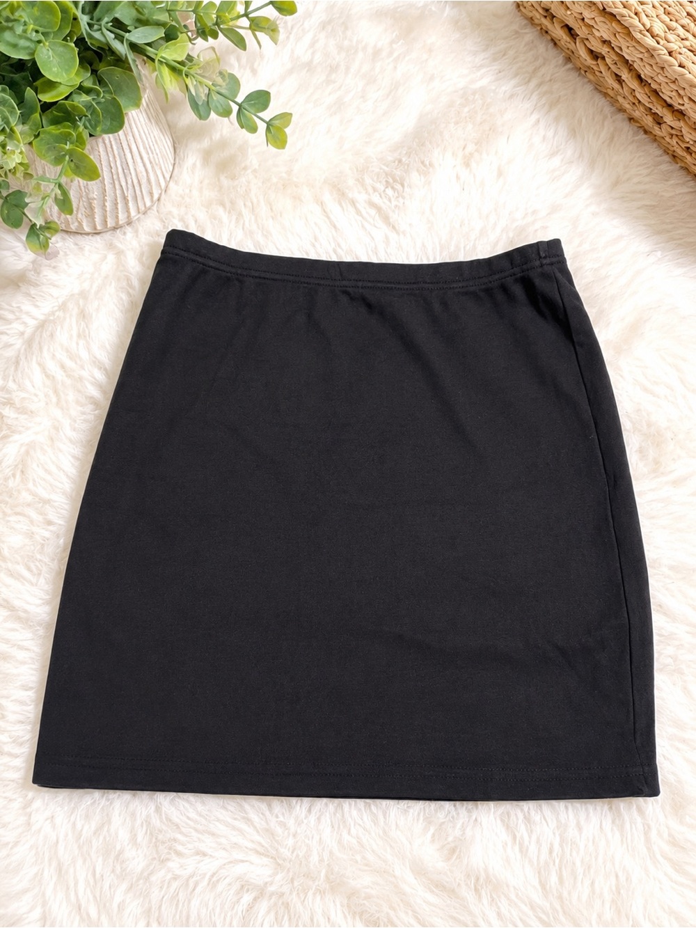 Women’s Black Cotton Mini Skirt Size XL Stretch Casual Basic